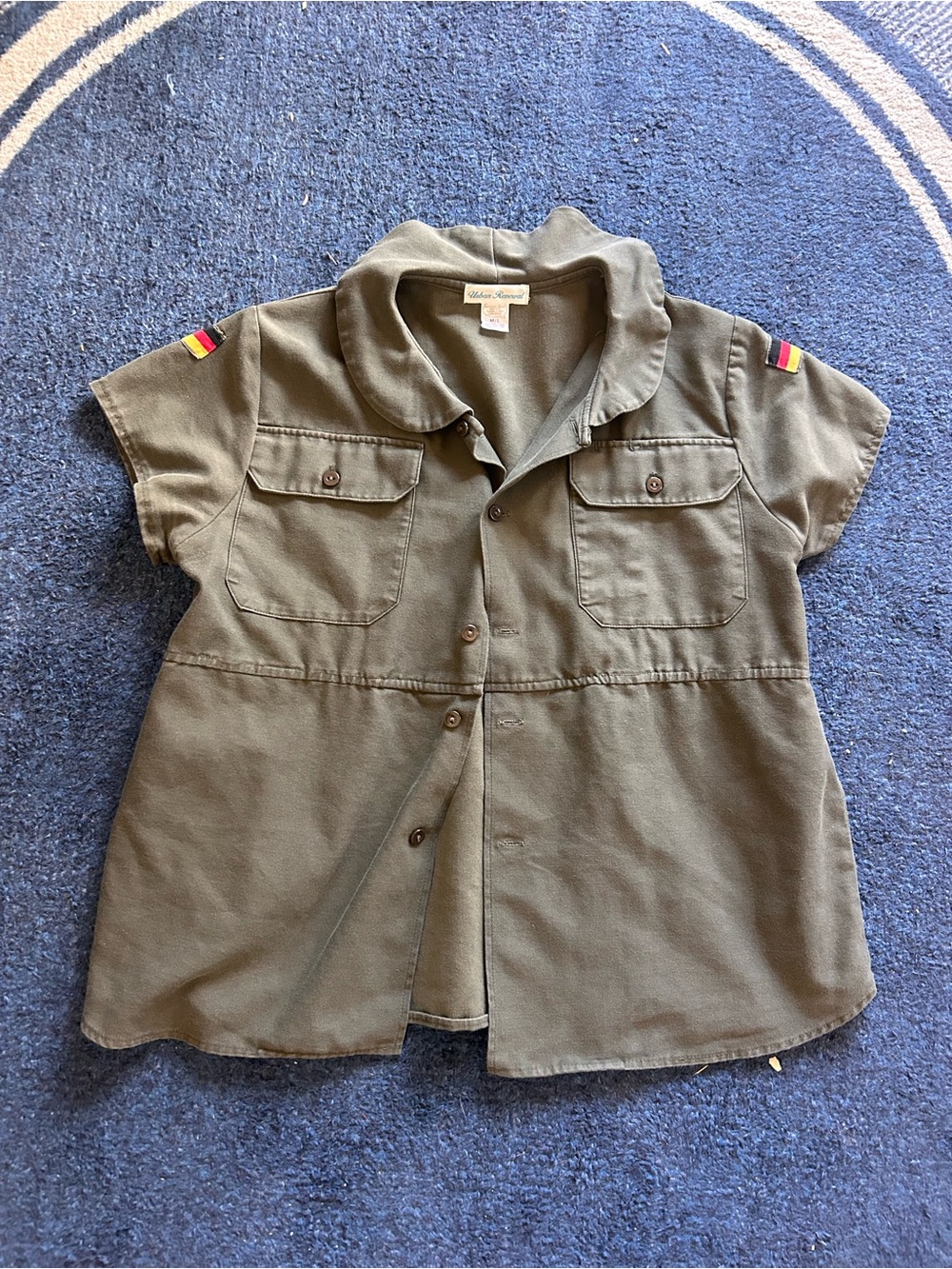 Urban Renewal Olive Utility Button-Front Short Sleeve Shirt